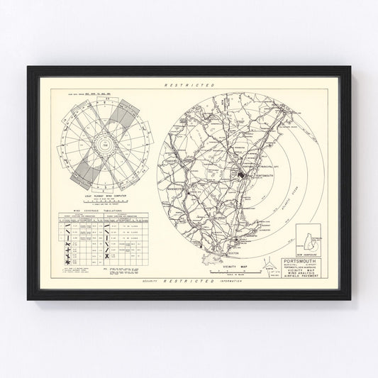 Vintage Map of the Portsmouth Municipal Airport Vicinity, 1951