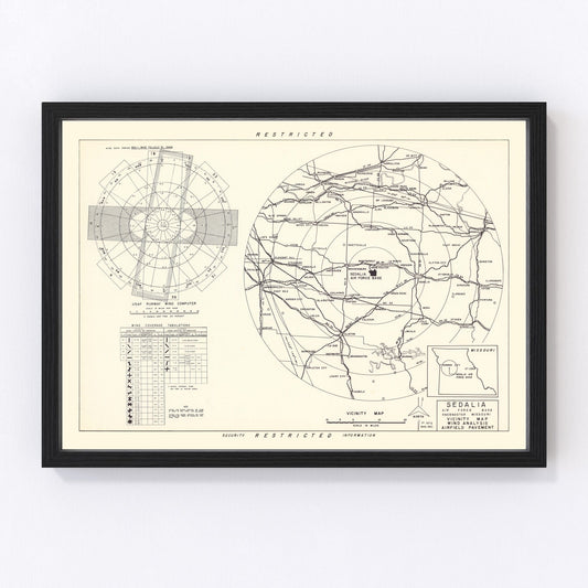 Vintage Map of the Sedalia Air Force Base Vicinity, 1951