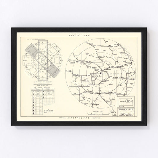 Vintage Map of the Smoky Hill Air Force Base Vicinity, 1951