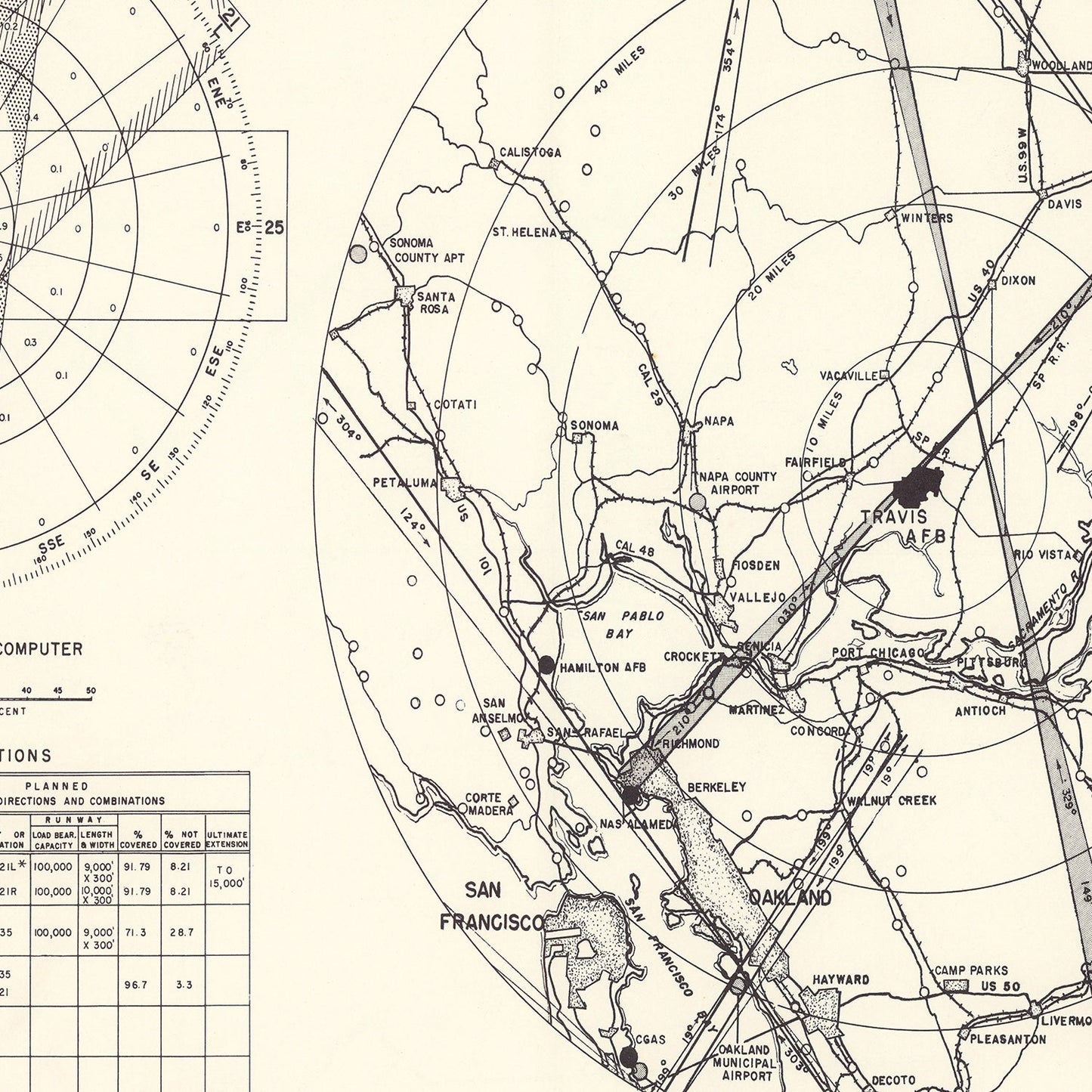 Vintage Map of the Travis Air Force Base Vicinity, 1951