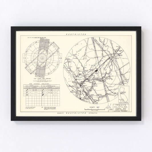 Vintage Map of the Travis Air Force Base Vicinity, 1951