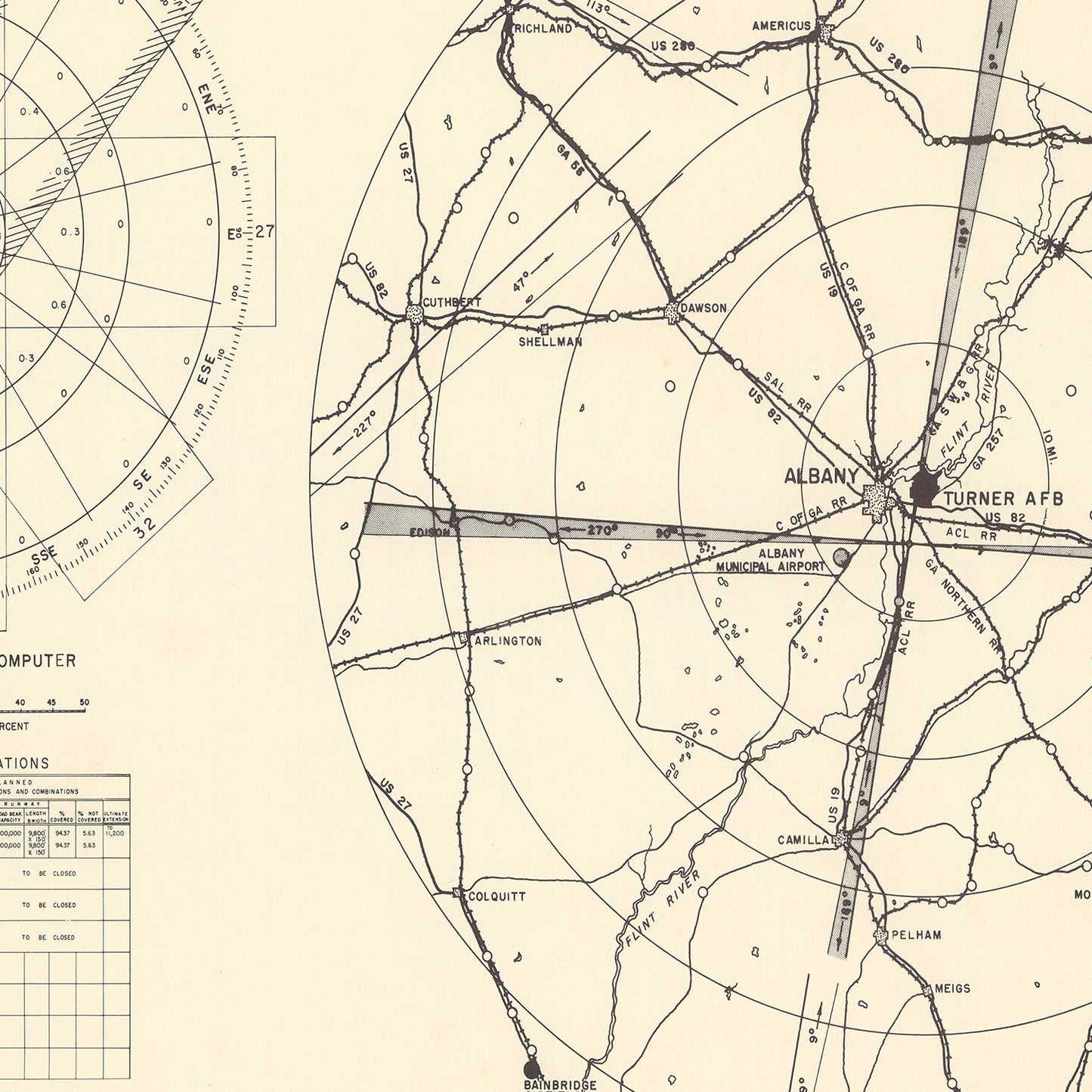 Vintage Map of the Turner Air Force Base Vicinity, 1951