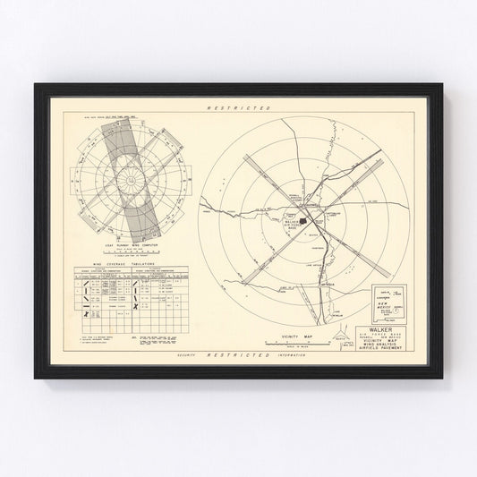 Vintage Map of the Walker Air Force Base Vicinity, 1951