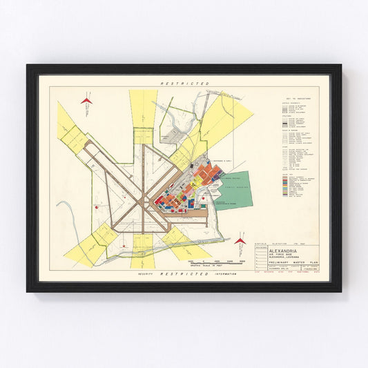 Vintage Map of Alexandria Air Force Base, 1952