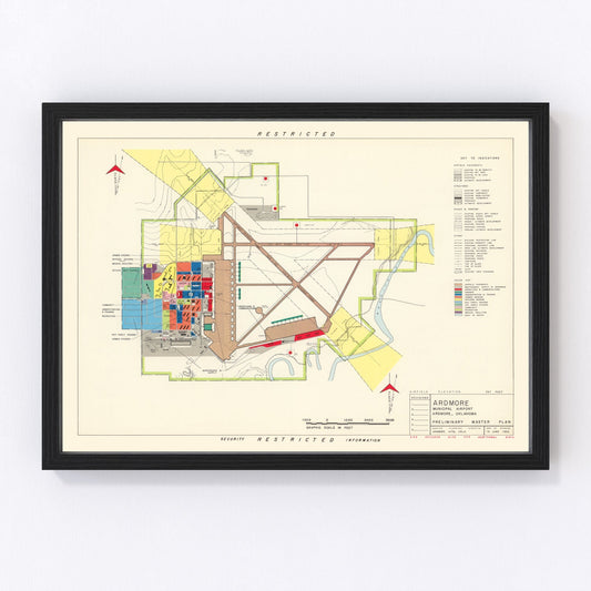 Vintage Map of Ardmore Municipal Airport, 1952