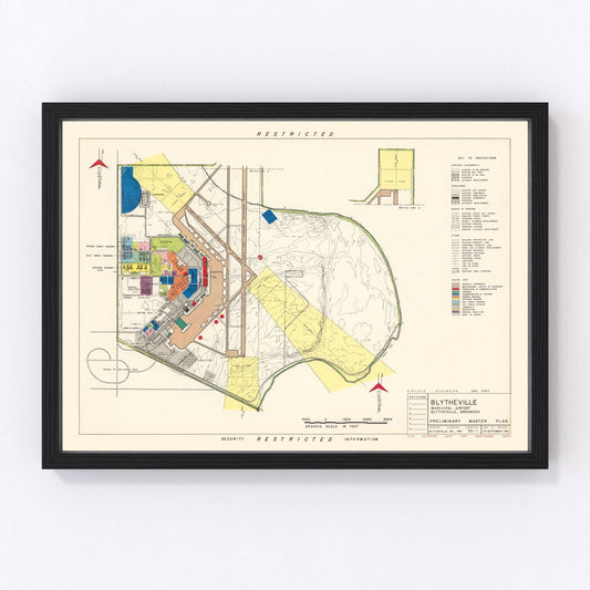 Vintage Map of Blytheville Municipal Airport, 1952