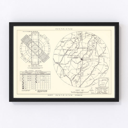 Vintage Map of the Blytheville Municipal Airport Vicinity, 1952