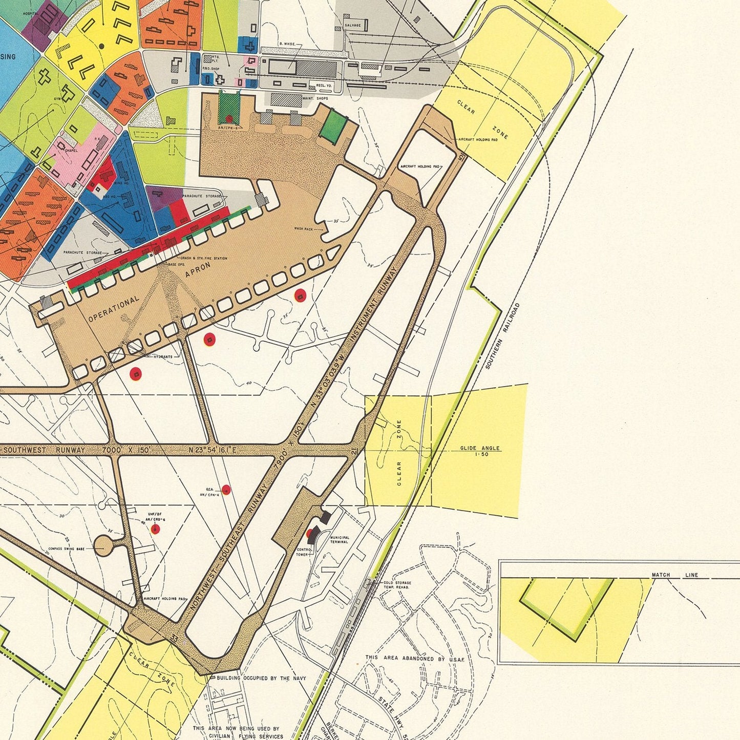 Vintage Map of Charleston Municipal Airport, 1952