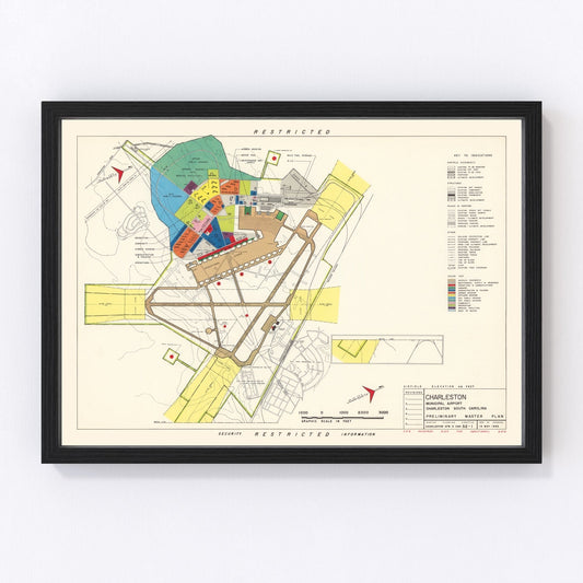 Vintage Map of Charleston Municipal Airport, 1952