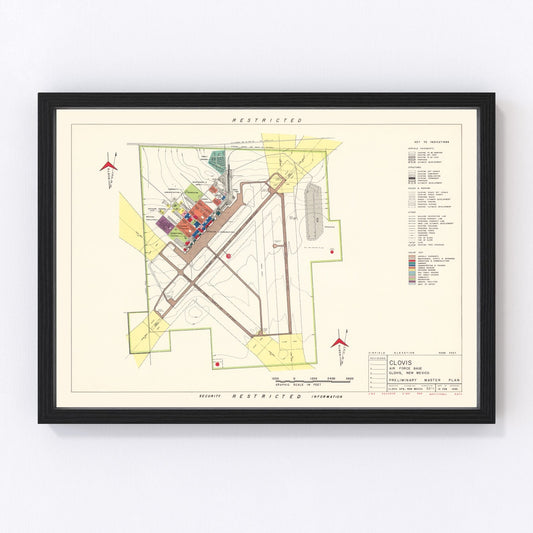 Vintage Map of Clovis Air Force Base, 1952