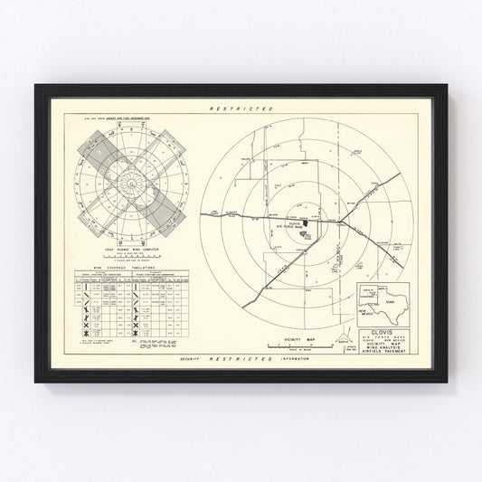 Vintage Map of the Clovis Air Force Base Vicinity, 1952