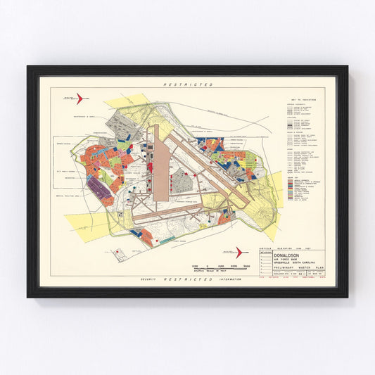 Vintage Map of Donaldson Air Force Base, 1952
