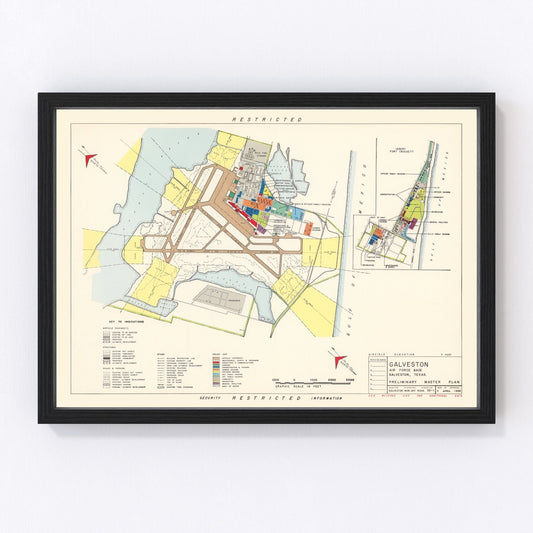 Vintage Map of Galveston Air Force Base, 1952