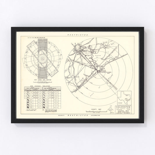 Vintage Map of the Galveston Air Force Base Vicinity, 1952