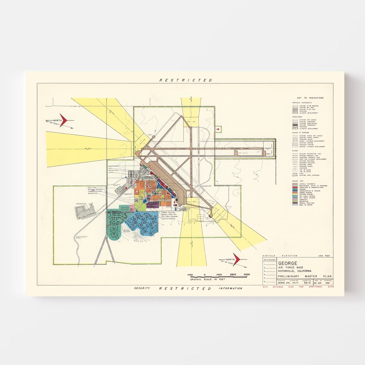 Vintage Map of George Air Force Base, 1952