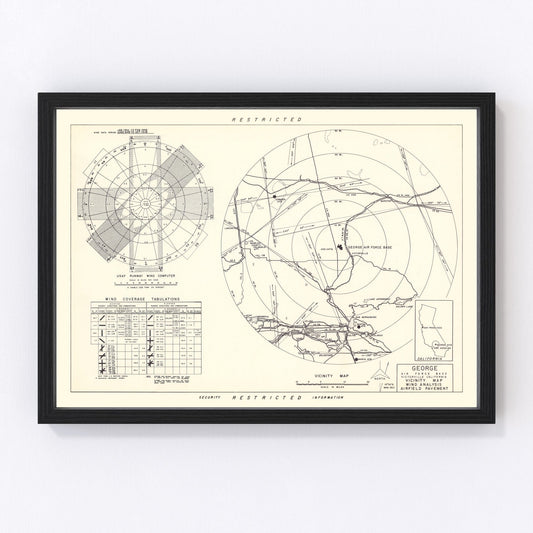 Vintage Map of the George Air Force Base Vicinity, 1952