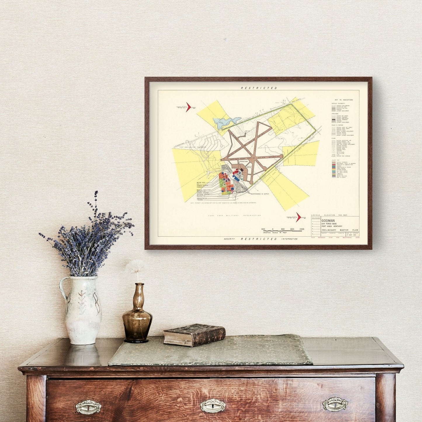 Vintage Map of Godman Air Force Base, 1951