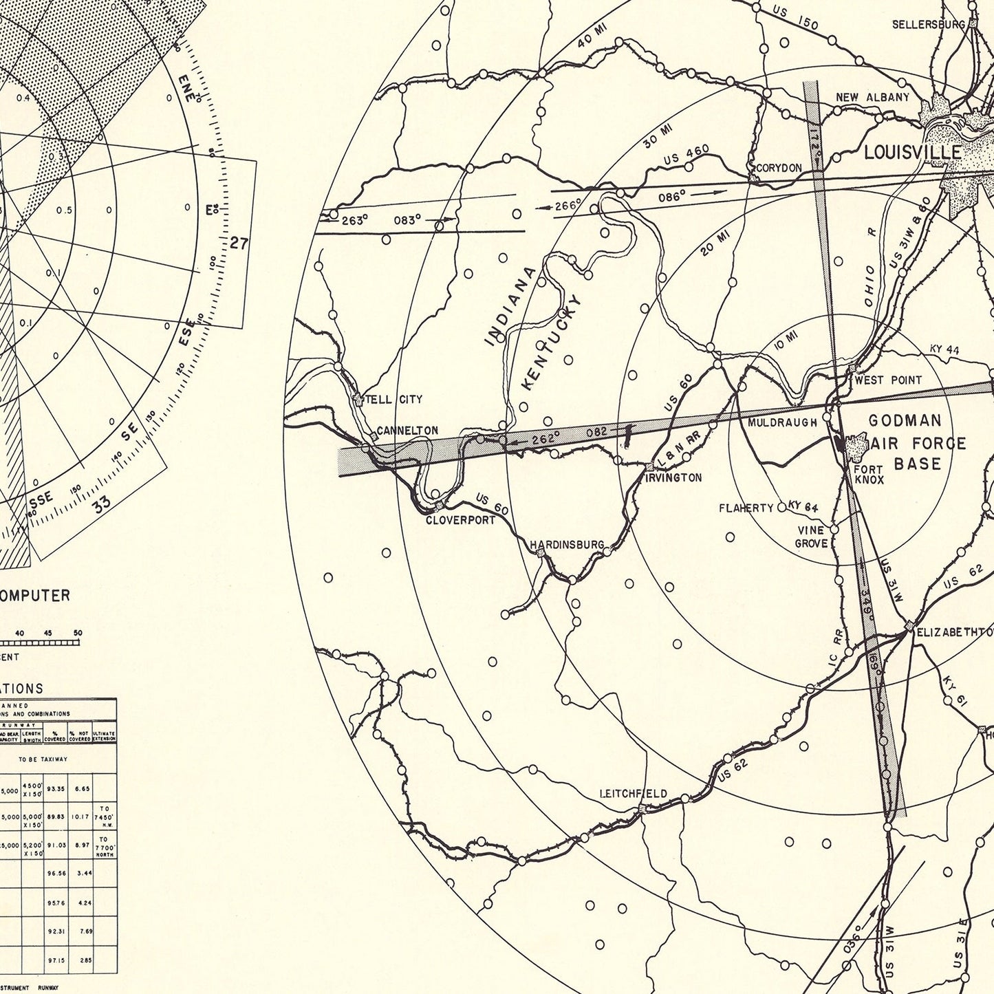 Vintage Map of the Godman Air Force Base Vicinity, 1951
