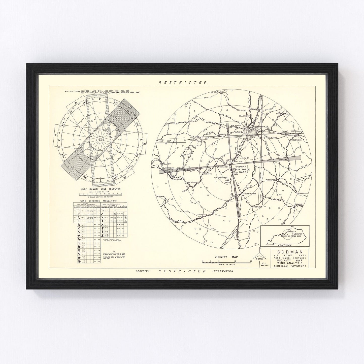 Vintage Map of the Godman Air Force Base Vicinity, 1951