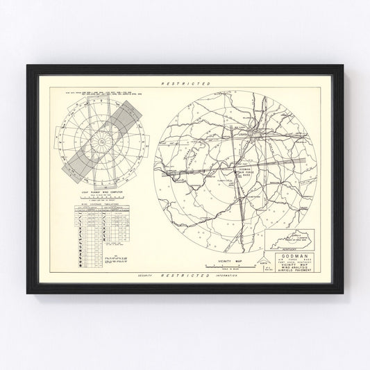 Vintage Map of the Godman Air Force Base Vicinity, 1951