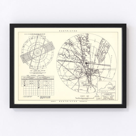 Vintage Map of the Langley Air Force Base Vicinity, 1951
