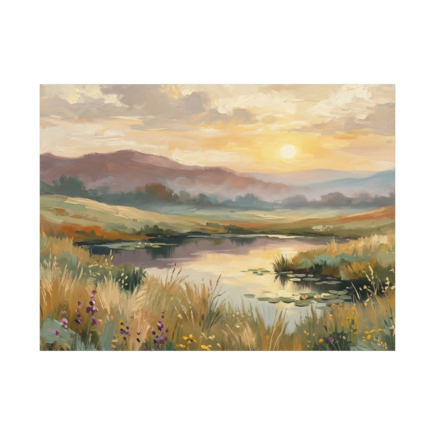 Sunset Meadow Canvas Wall Art — Stretched Matte Landscape Print