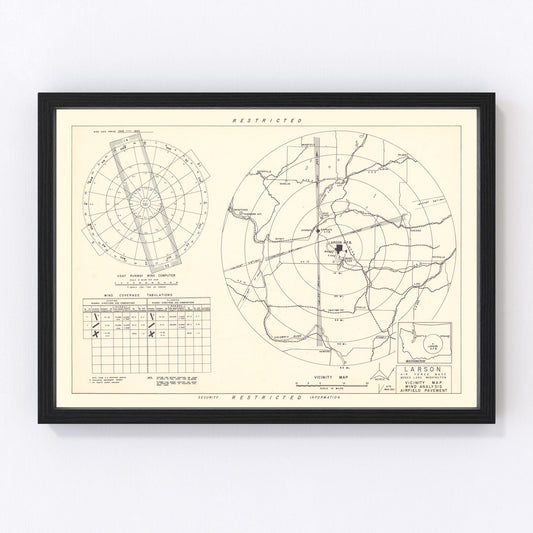 Vintage Map of the Larson Air Force Base Vicinity, 1951