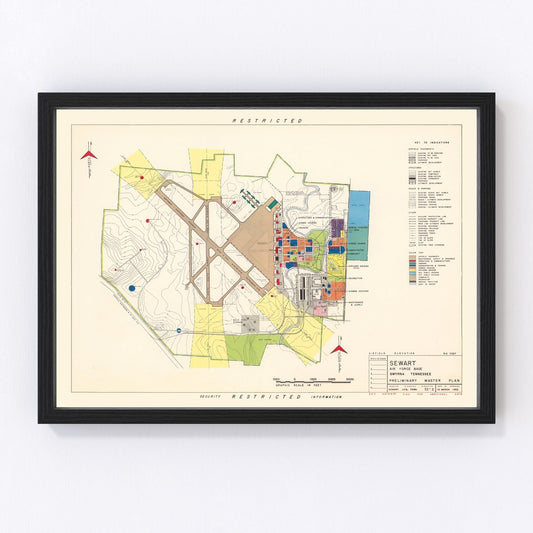 Vintage Map of Sewart Air Force Base, 1952