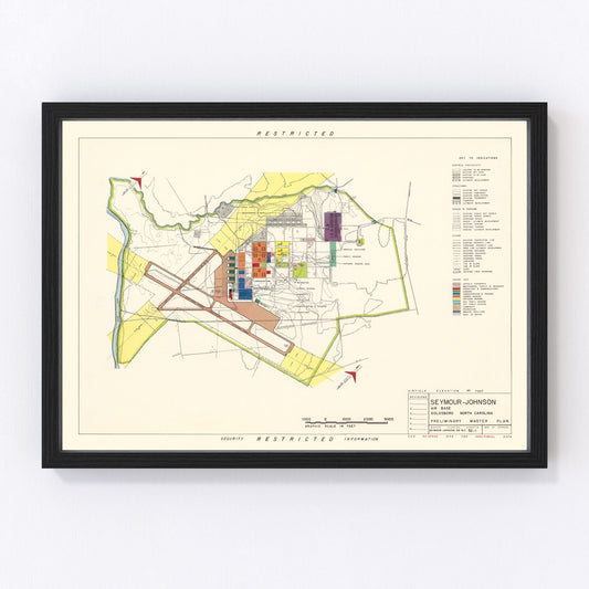 Vintage Map of Seymour - Johnson Air Base, 1953