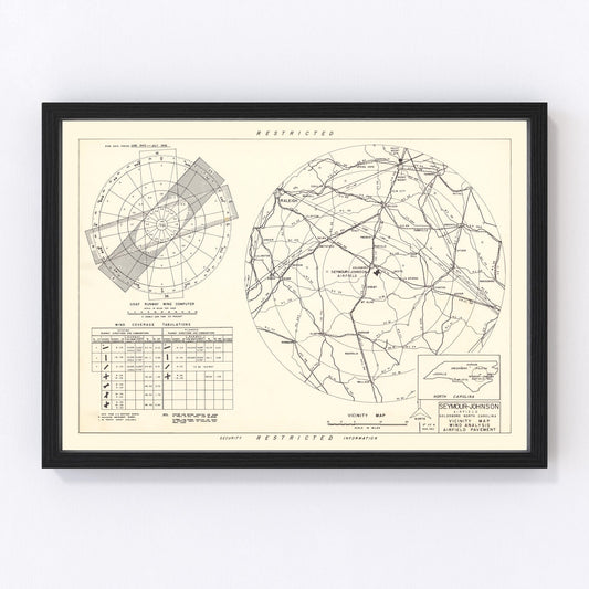 Vintage Map of the Seymour - Johnson Air Base Vicinity, 1953