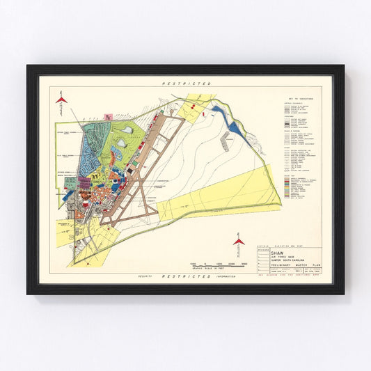 Vintage Map of Shaw Air Force Base, 1953