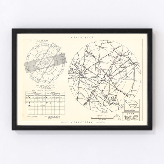 Vintage Map of the Shaw Air Force Base Vicinity, 1953