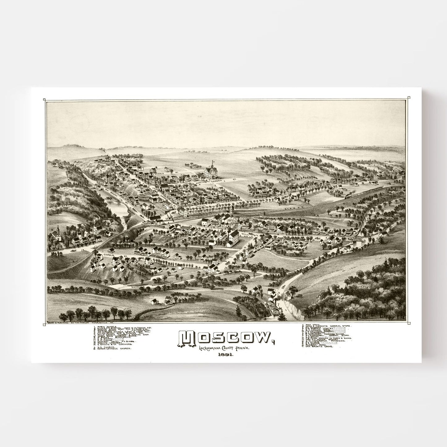 Vintage Map of Moscow, Pennsylvania 1891