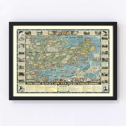 Vintage Map of Cape Ann, 1934