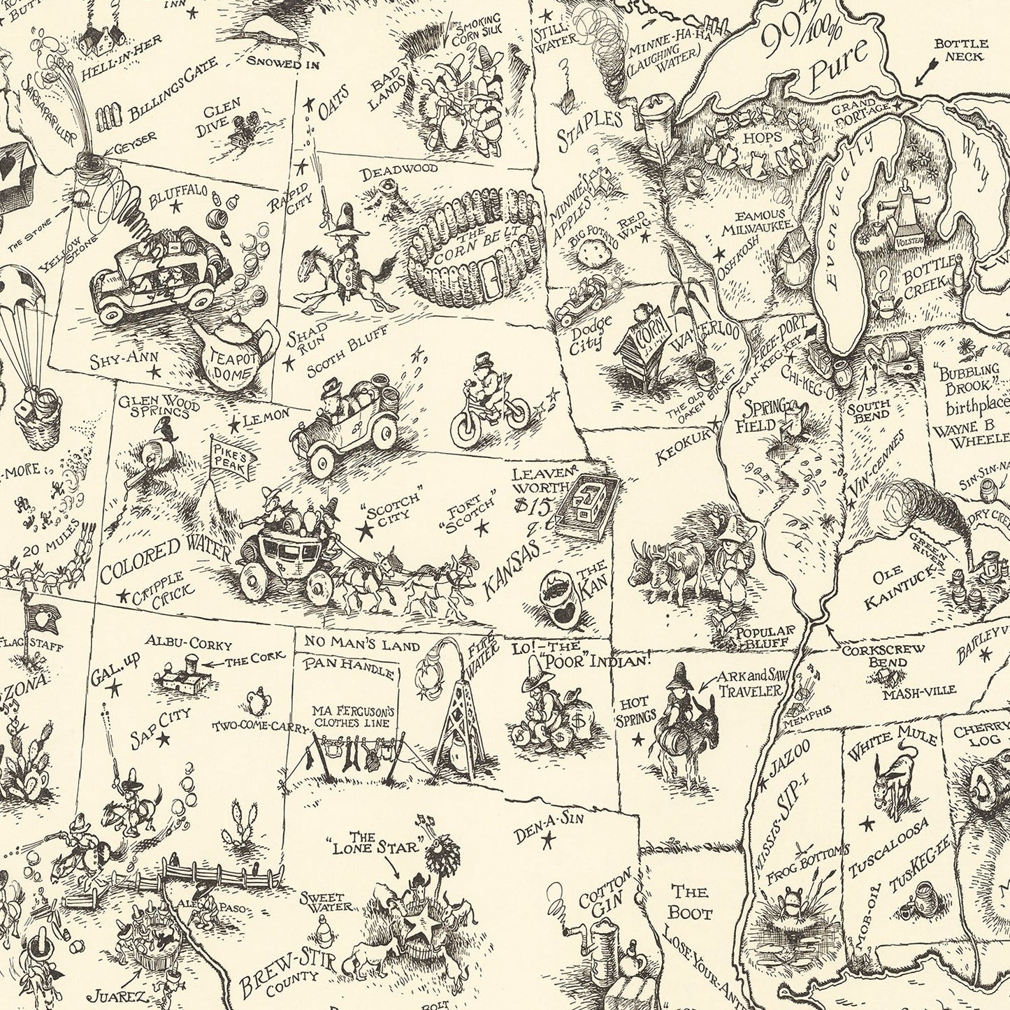 Vintage Map of United States 1926