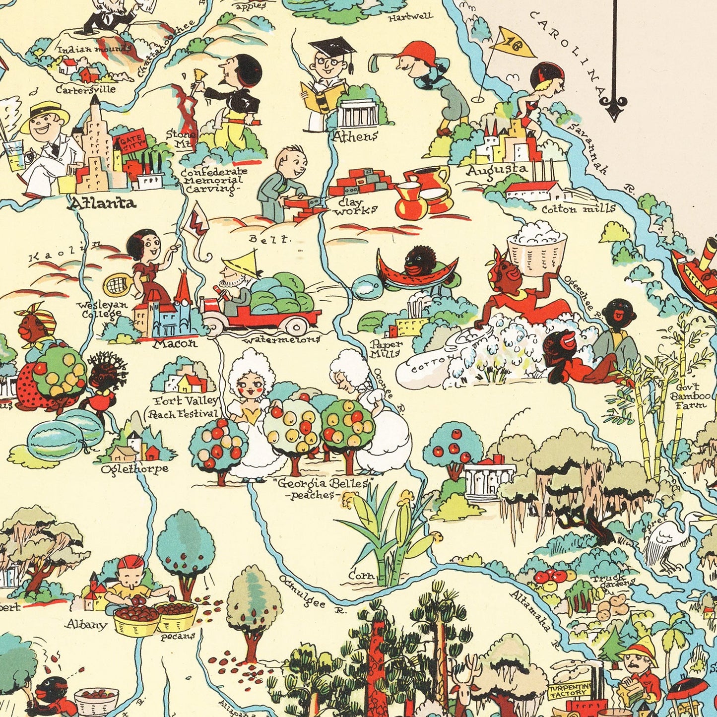 Vintage Map of Georgia 1935