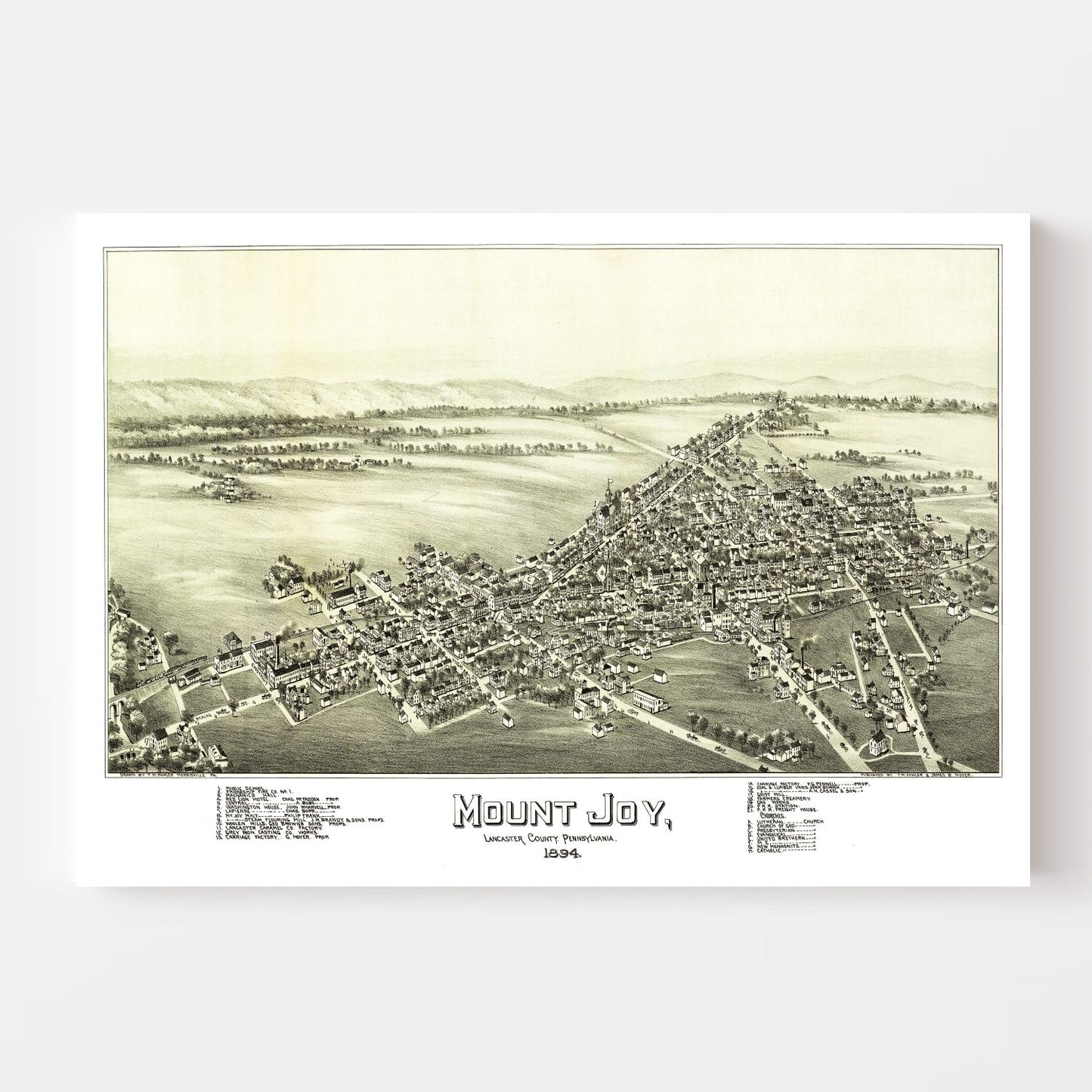 Vintage Map of Mount Joy, Pennsylvania 1894