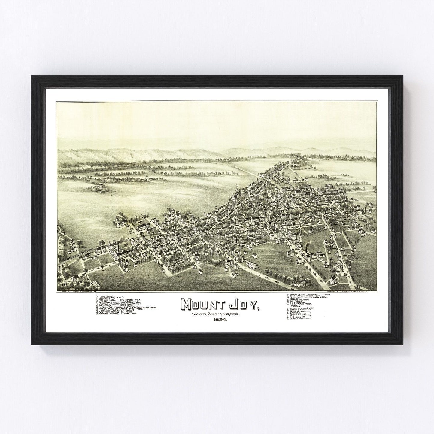 Vintage Map of Mount Joy, Pennsylvania 1894