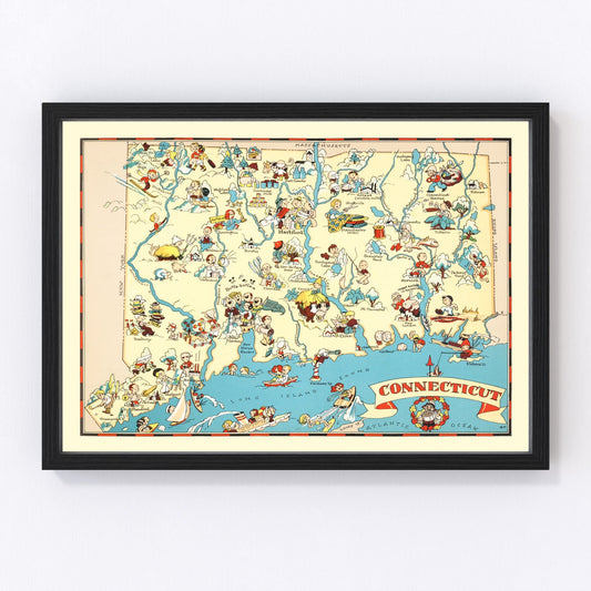 Vintage Map of Connecticut 1935