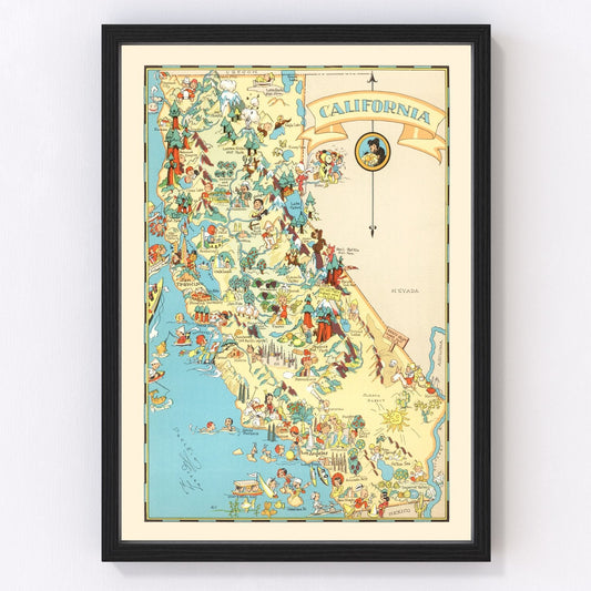 Vintage Map of California 1935
