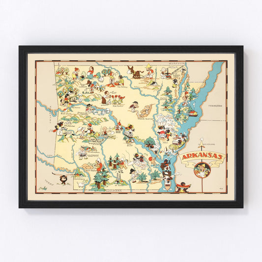 Vintage Map of Arkansas 1935