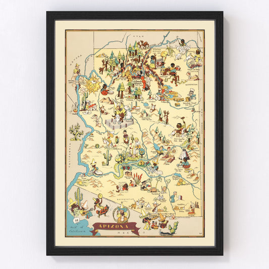 Vintage Map of Arizona 1935