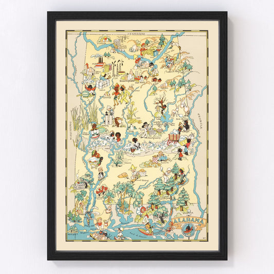 Vintage Map of Alabama 1935