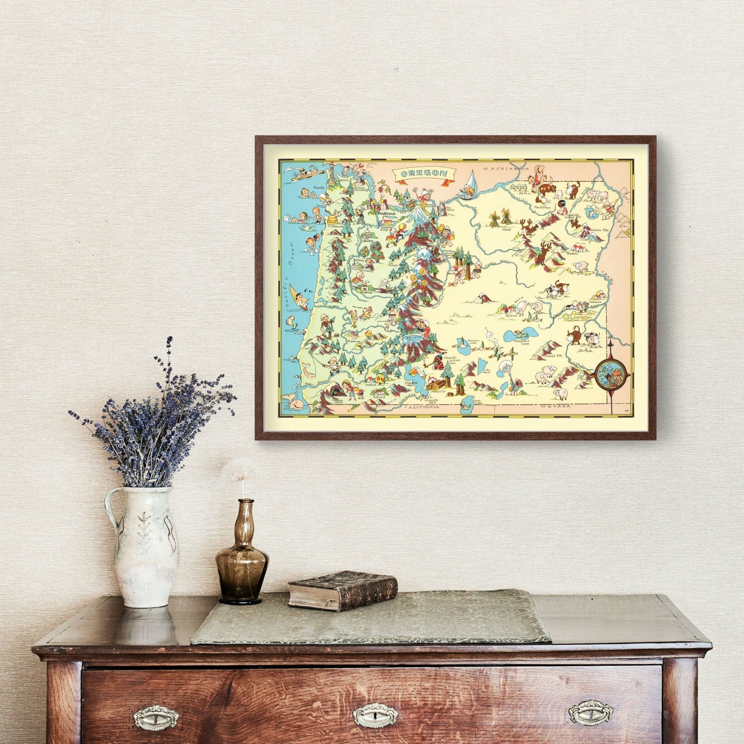 Vintage Map of Oregon 1935