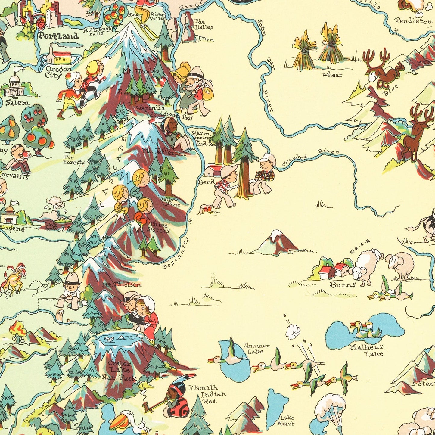 Vintage Map of Oregon 1935