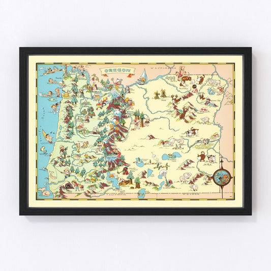 Vintage Map of Oregon 1935