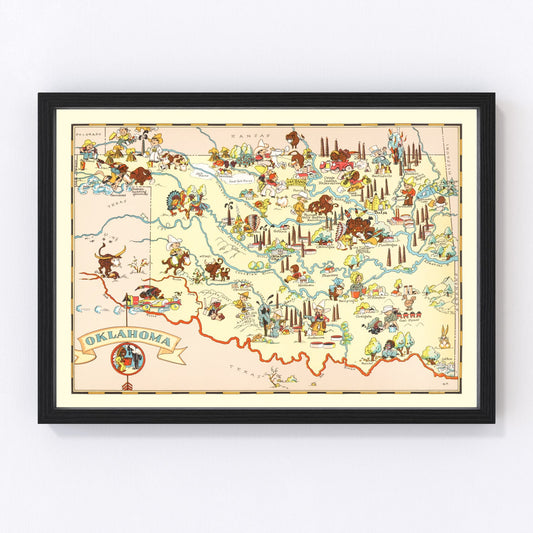 Vintage Map of Oklahoma 1935
