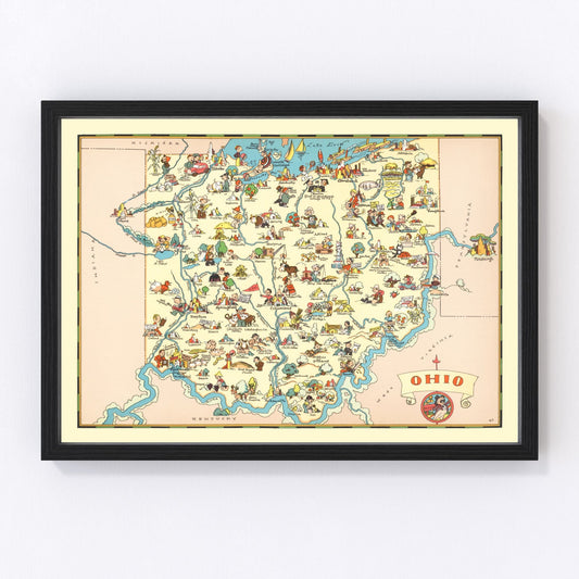 Vintage Map of Ohio 1935
