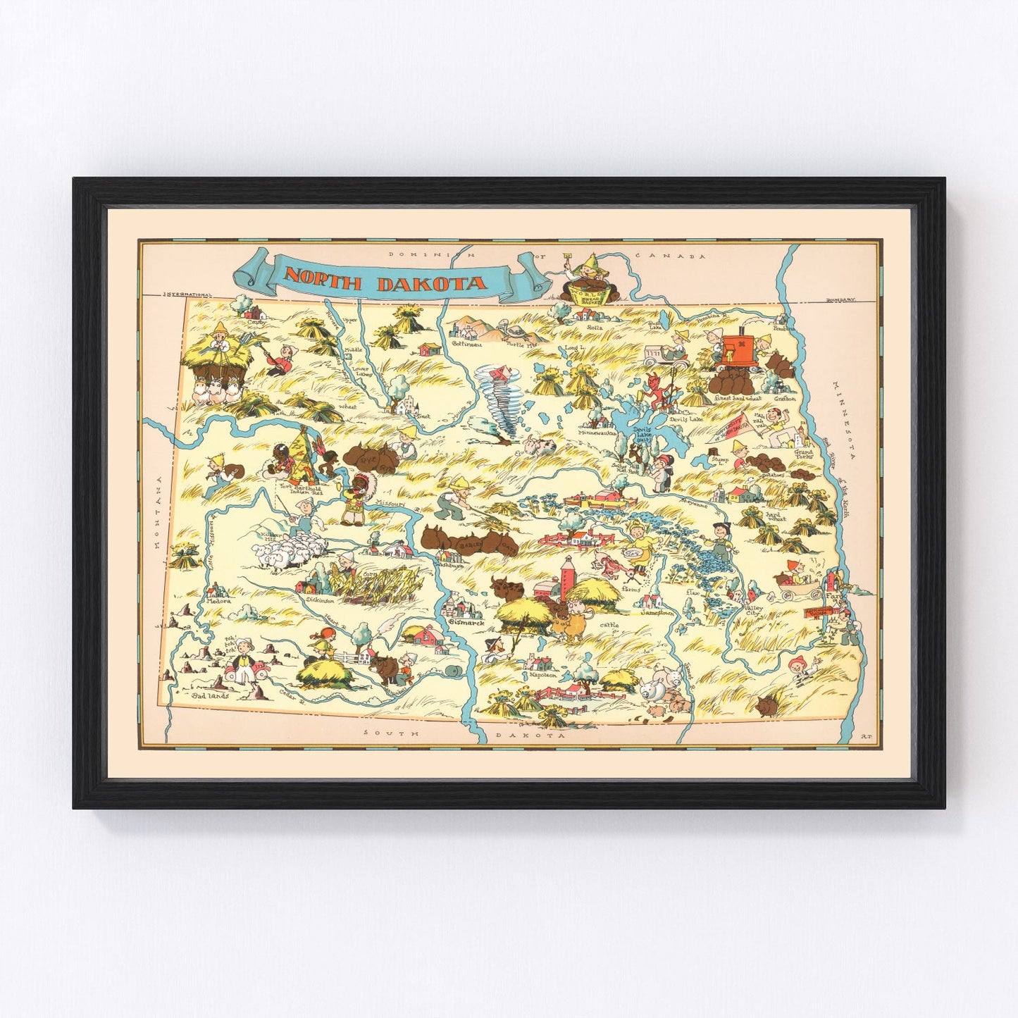 Vintage Map of North Dakota 1935