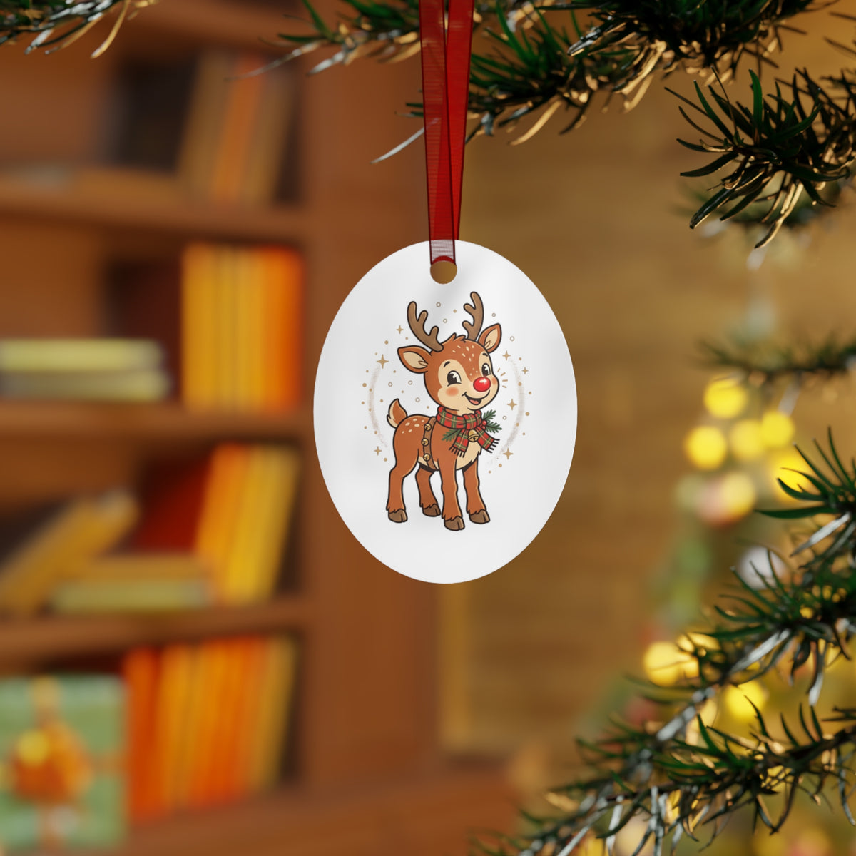Reindeer Metal Ornament — Cute Holiday Christmas Tree Decoration